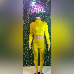Yellow Textured Activewear Set
